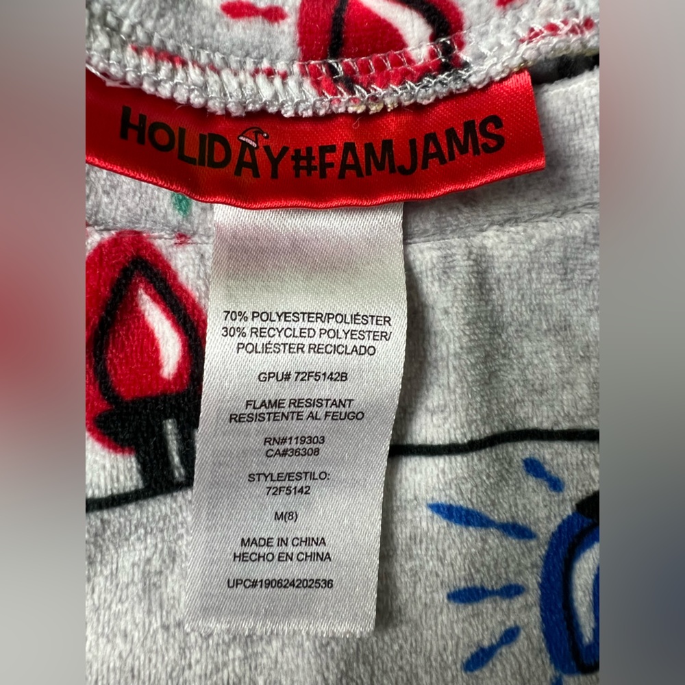 Holiday FamJams Lightly Brushed Fleece Christmas Light Bulb Pajama Set Kids M 8 - Picture 3 of 7